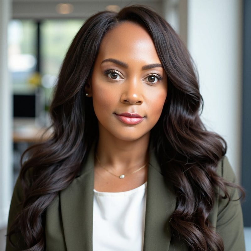 Dalva Franklin in an olive blazer