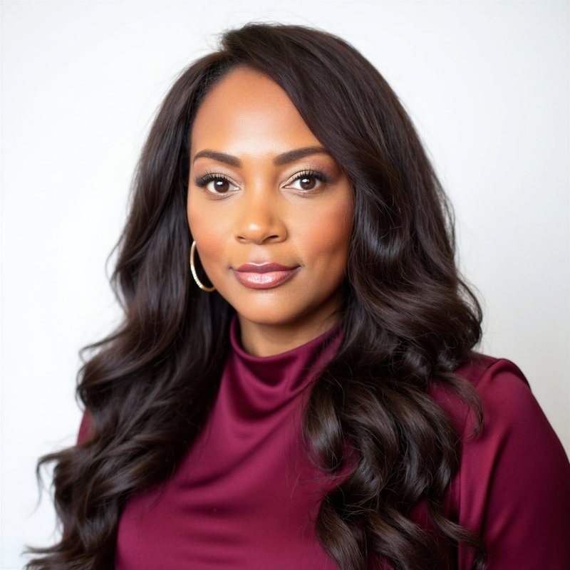 Dalva Franklin in a burgundy top